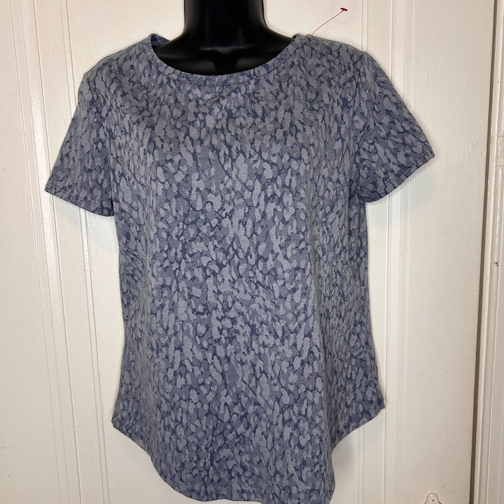 Simply Vera Vera Wang Gray Patterned Short Sleeve Top